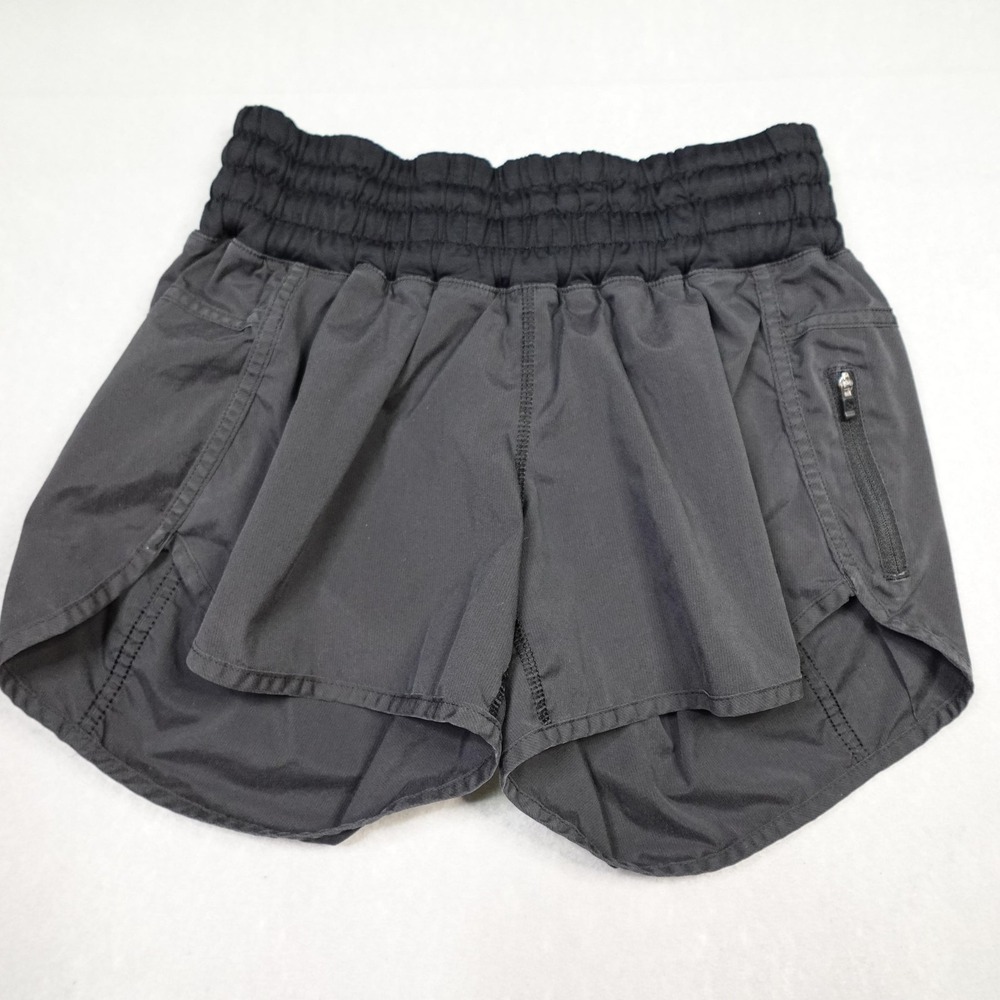 Lululemon Speed Up Shorts Womens 8 Black Lined Zipper Pocket Run Athletic
